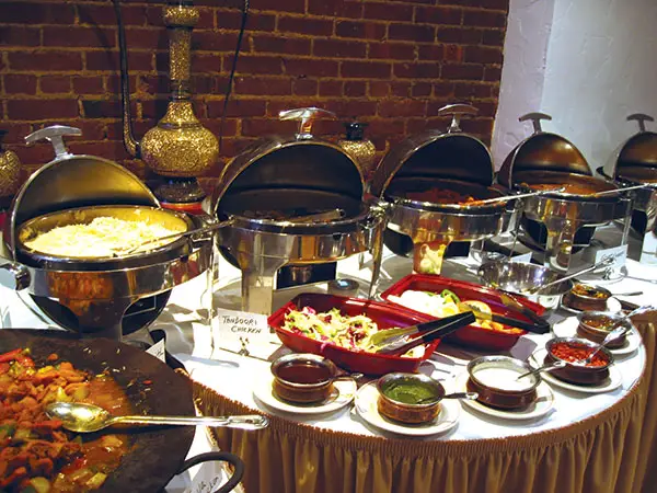 The buffet at Darbar Indian Restaurant in NYC