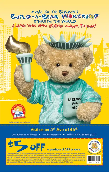 Build a Bear $5 off purchase of $25 or more