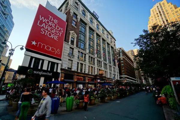 An exterior view of Macy's Herald Square on 34th.