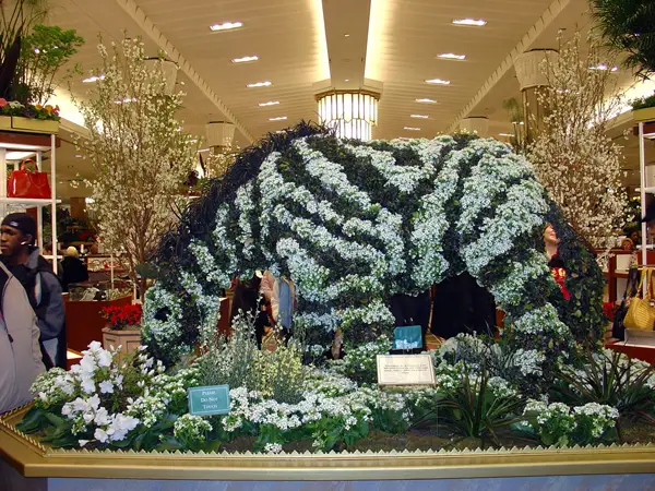 A floral zebra on display as part of Macy's Flower Show at Herald Square location.