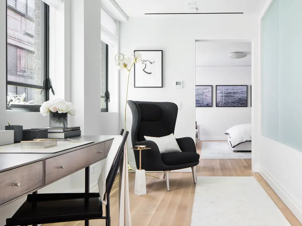 Workshop APD Designs a Chic Home in the West Village Complex Known ...  The office provides a transitional area off the center stairway, leading to  the master bedroom