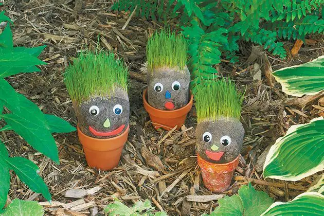 garden gnomes with grass hair craft for kids