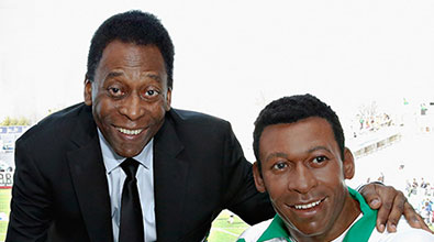 Soccer Legend Pele Appears with Madame Tussauds New York Figure