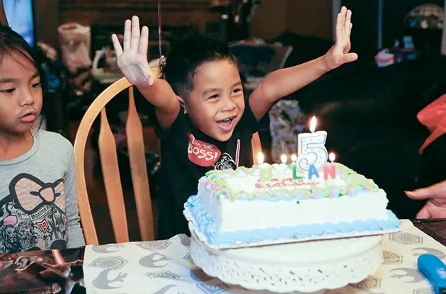 kids with birthday cake