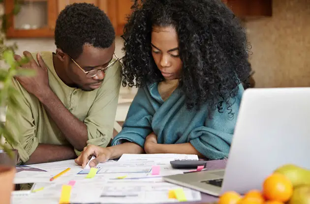 couple checking finances