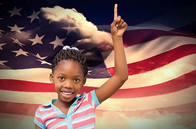 girl american flag background