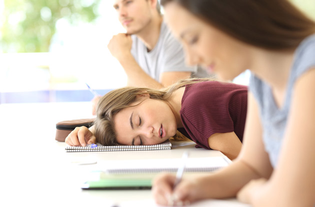 student sleeping in class