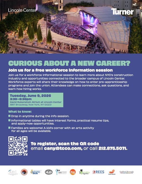 Workforce Informational Session at Lincoln Center's David Rubenstein Atrium at David Rubenstein Atrium
