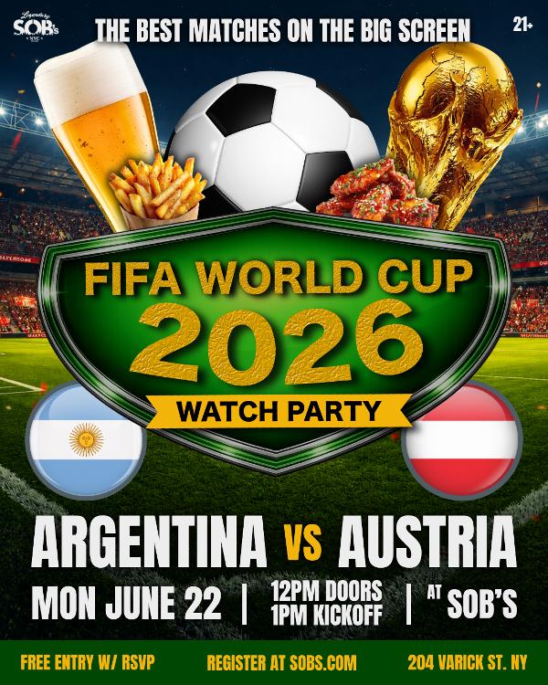 FIFA World Cup 2026: Argentina vs Austria at SOB's 