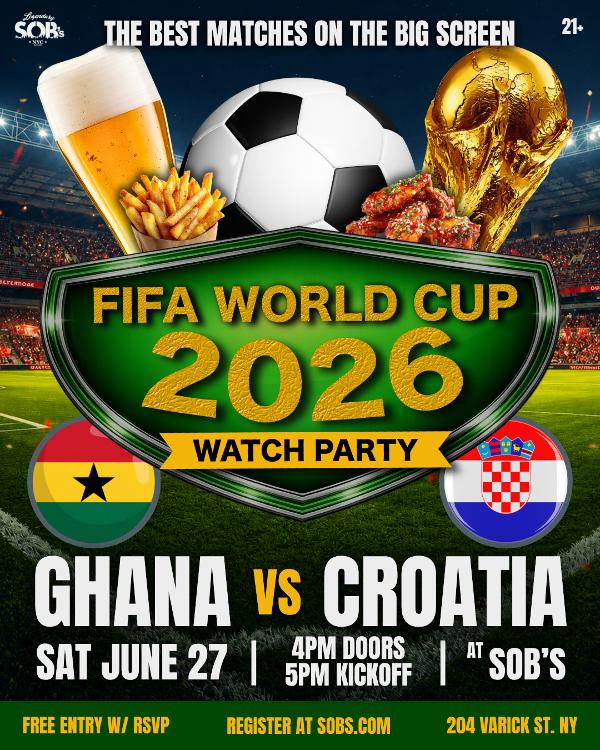 FIFA World Cup 2026: Ghana vs Croatia at SOB's 