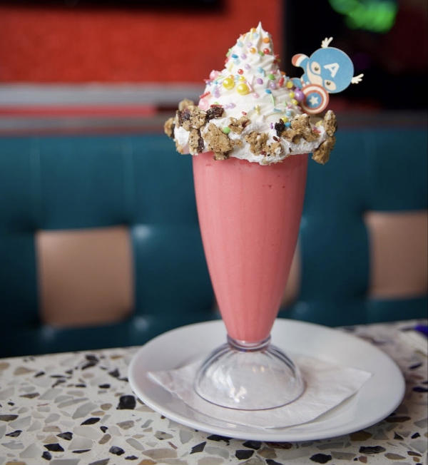 The Empower Shake at Ellen’s Stardust Diner at Ellen's Stardust Diner, Broadway, New York, NY, USA