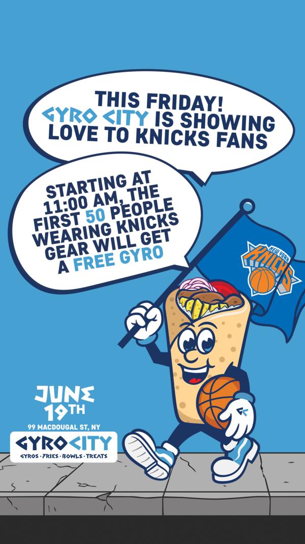 Free Gyro for Knicks Fans!!! (6/19) at Gyro City