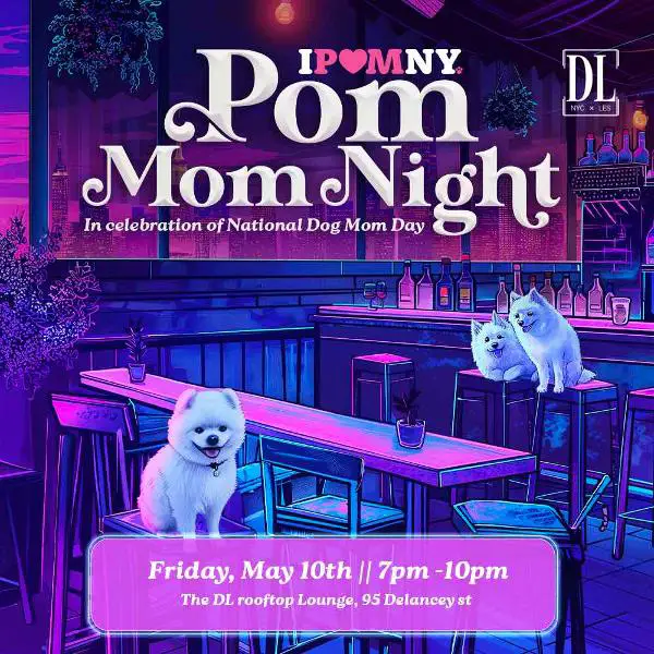 Pom Mom Party by IPOMNY in celebration of National Dog Mom Day at The DL | Best Rooftop Lounge NYC
