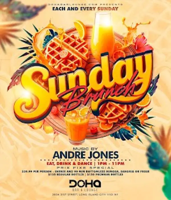 Sunday Brunch Brunch & Day Party (1pm - 7pm) at Doha Bar Lounge