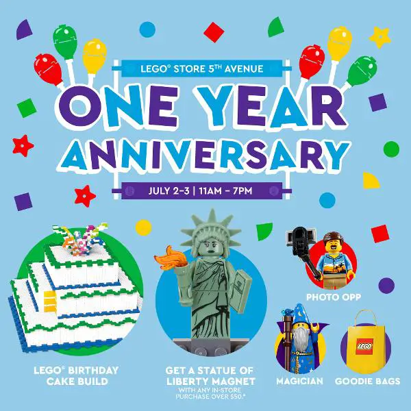 One Year Anniversary Giveaways at LEGO® Store Fifth Avenue