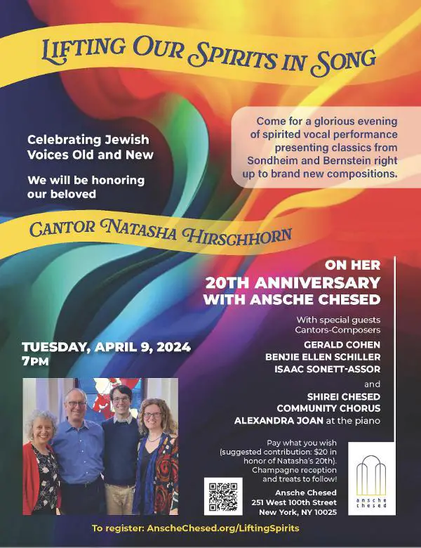 20th Anniversary Concert: Lifting Our Spirits in Song at Congregation Ansche Chesed