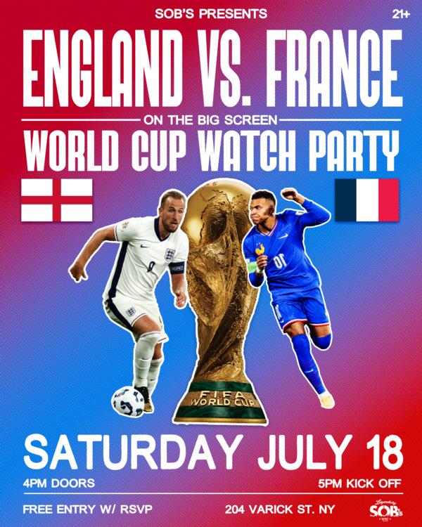 World Cup Watch Party: England vs France Third-Place Match at SOB's