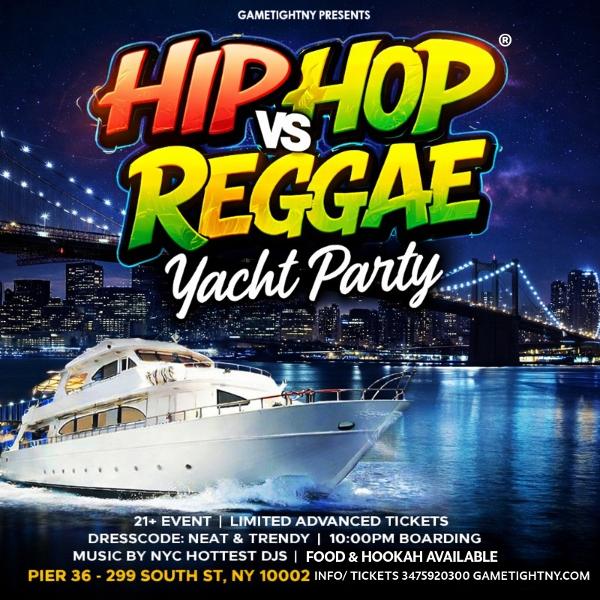 **Friday NYC Spring Break Kickoff Hip Hop vs Reggae Yacht Party** at Pier 36
