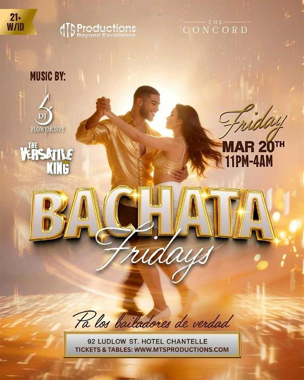 Friday Bachata Night at Concord NYC | Traditional Bachata | Mar 20 at Concord NYC