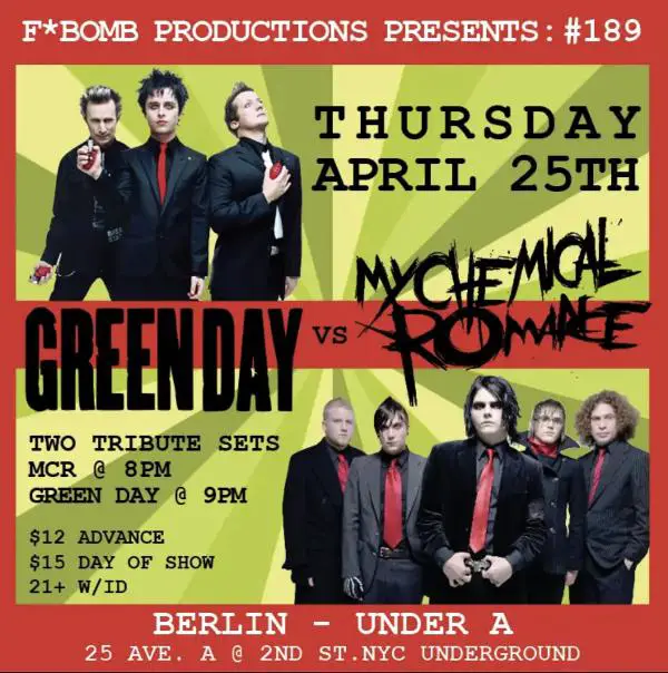 F*Bomb Presents: Green Day & My Chemical Romance Tribute at Berlin Under A