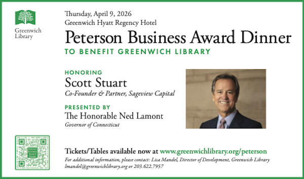 Greenwich Library 2026 Peterson Business Award Dinner - Honoring Scott Stuart at Hyatt Greenwich