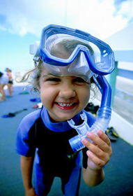 Girl snorkeling in Curacao