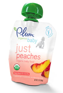 Plum Organics baby food, just peaches; organic infant food