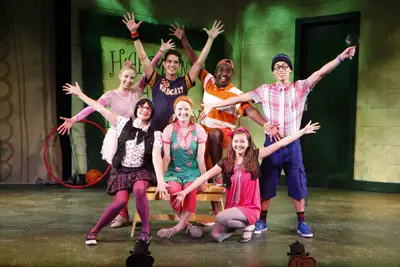 The cast of Freckleface Strawberry the Musical at New World Stages