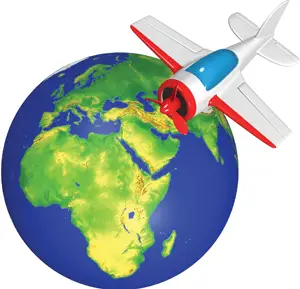 cartoon globe and toy plane