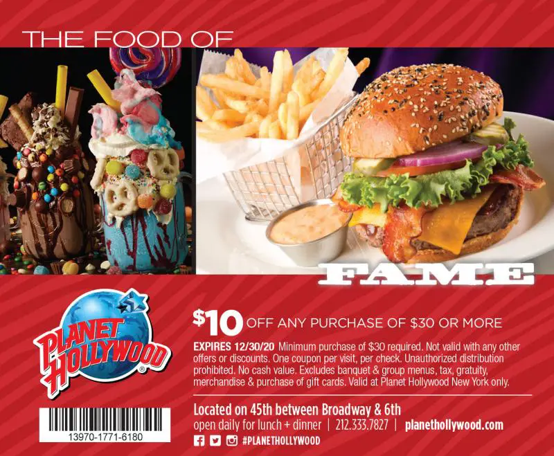 planet hollywood nyc coupon