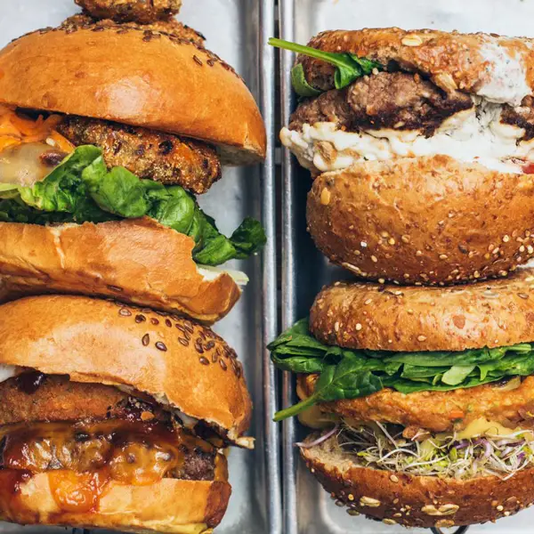 Bareburger's Cheese Burger, Veggie Burger and Beef Buger in NYC