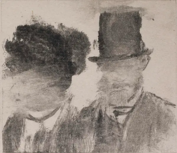 Heads of Man and Woman, Edgar Degas 