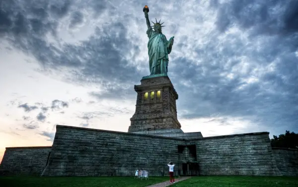 statue of liberty dusk