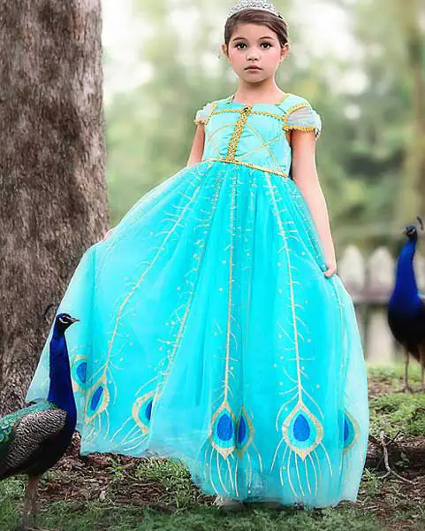 peacock princess dress halloween costume for kids