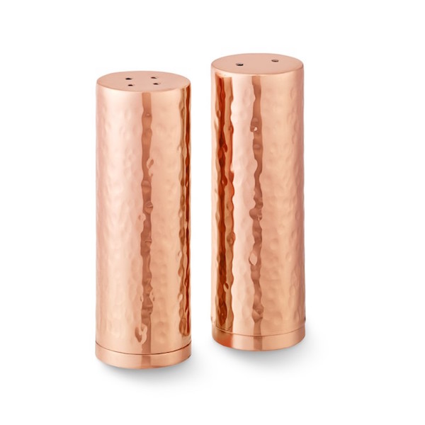 William Sonoma Hammered copper plated Salt Pepper Shakers 