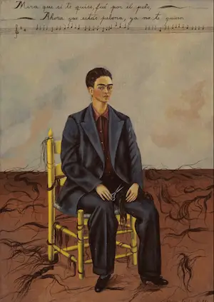Frida Kahlo Self Portrait with Cropped Hair 