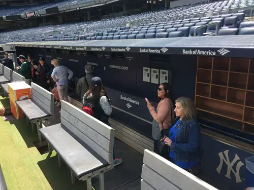 The dugout at Yankees Stadium