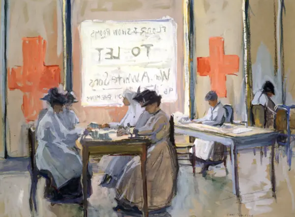 red cross work room painting