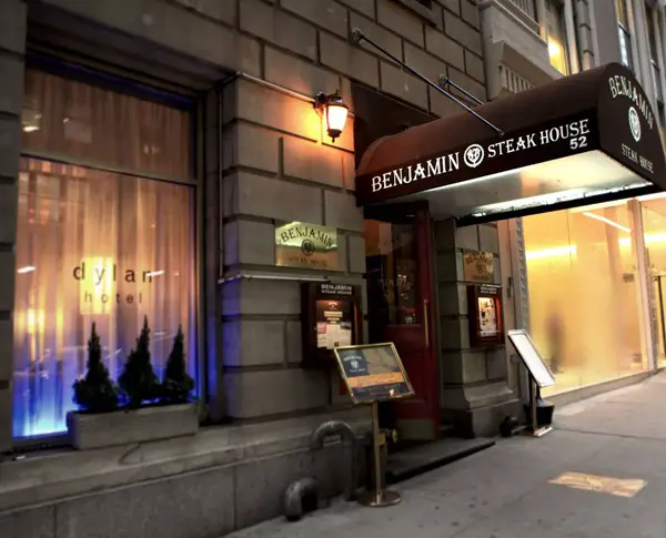 Exterior of Benjamin Steakhouse.