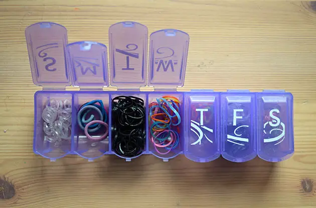 organizing hair ties