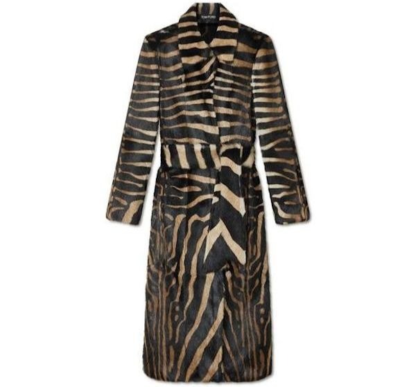 tom ford long belt zebra print fur coat