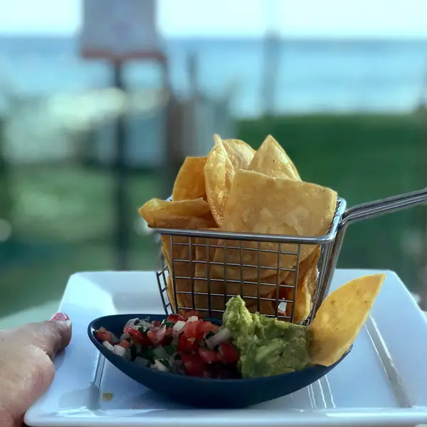 salsa, chips, and guacamole