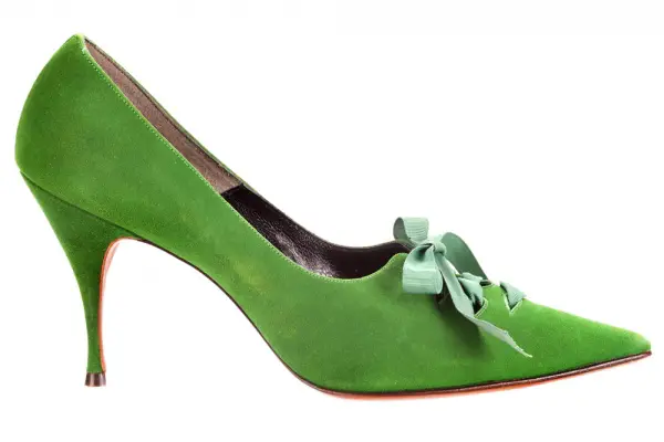 suede green pointed-toe laced pump weitzman