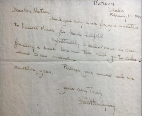 letter Ernest Hemmingway