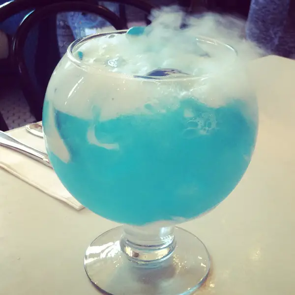 sugar factory blue ocean drink with gummy sharks