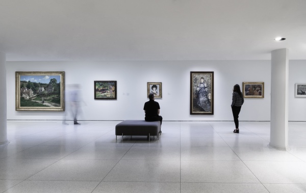 manet striped dress installation view thannhauser