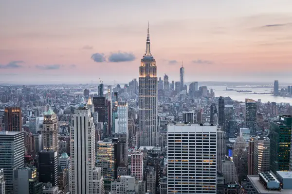 empire state building from top of the rock dusk