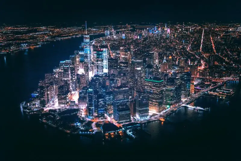 new york city skyline by night