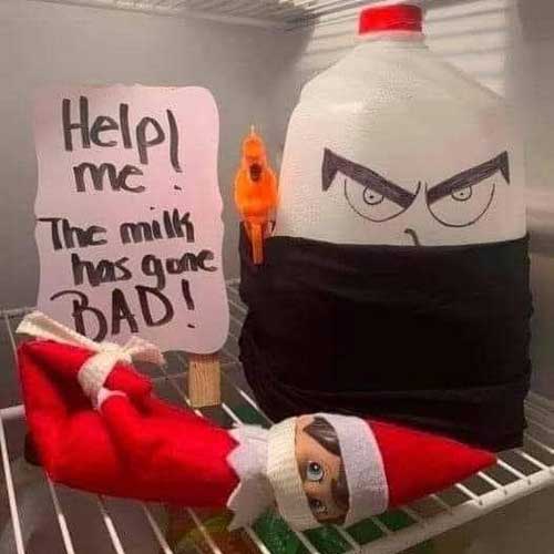 elf on the shelf bad milk pun