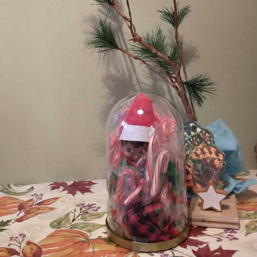 elf on the shelf hiding in candy